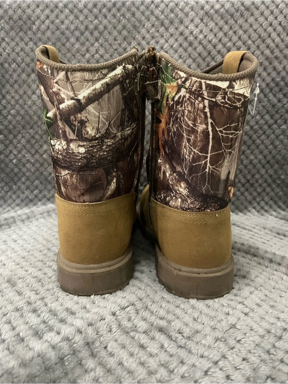 Realtree design✨touth5D✨Kids Brown Camo Pull-On Safety Boots